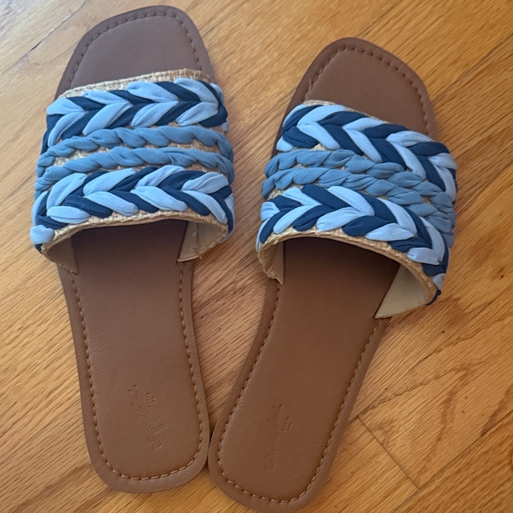 Universal Thread Woven Blue and Tan Sandals